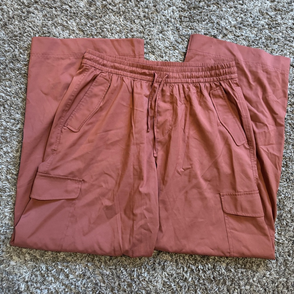 Old Navy Stretchtech Quick Dry Burnt Orange Wide Leg Cargo Pants Large